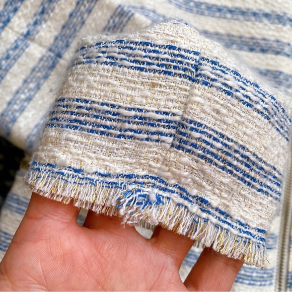 🐚 BIKBOK BLUE IVORY STRIPE FRINGE ELEGANT BLAZER JACKET! - Picture 15 of 15